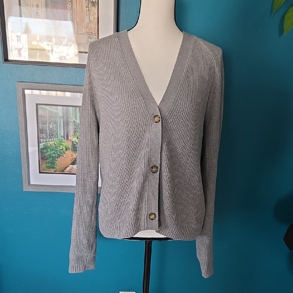 J. Crew Gray Button-Up Cardigan